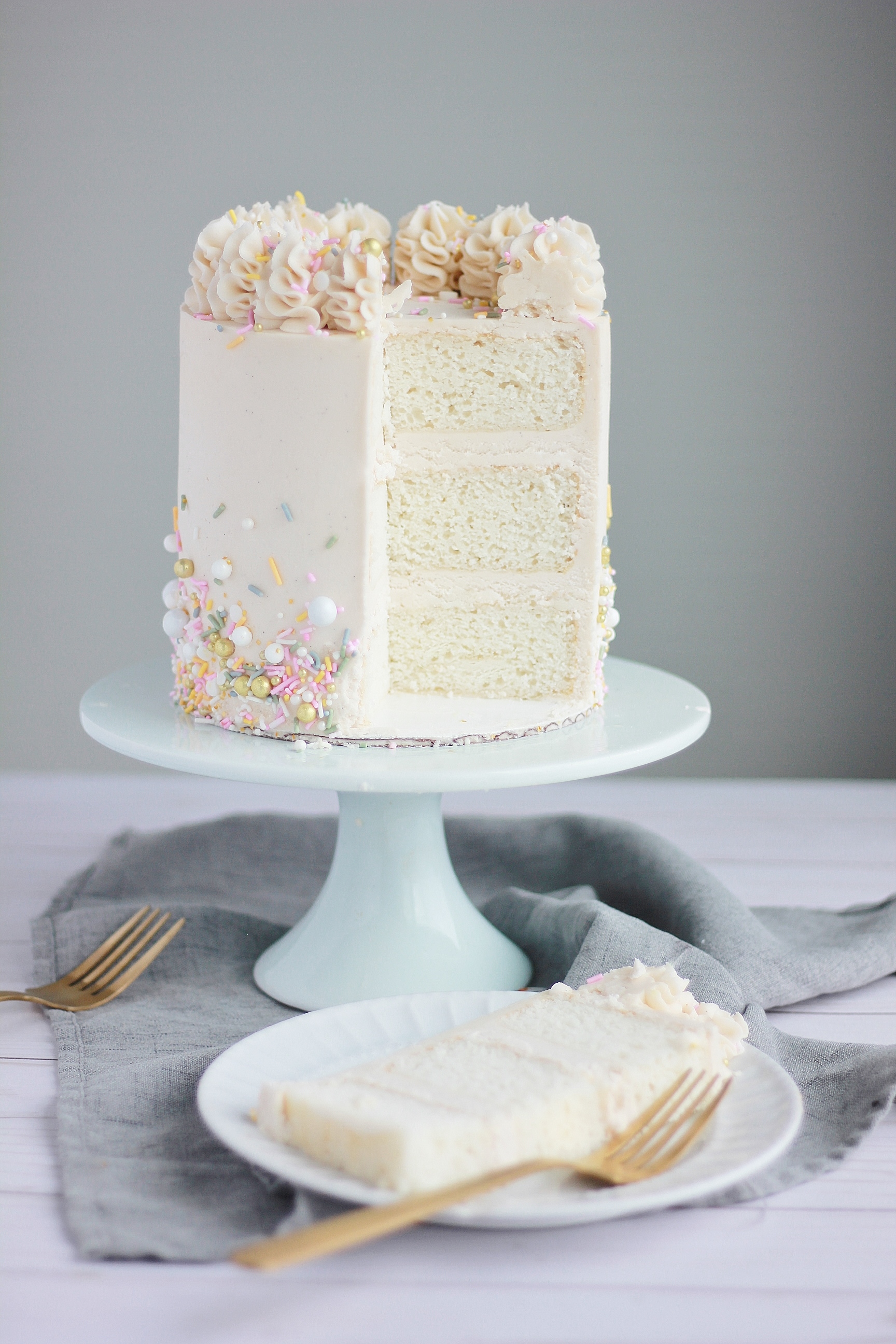 White Cake with Vanilla Buttercream - Baking with Blondie